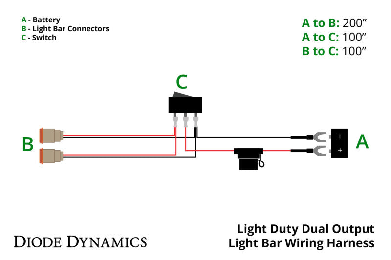 Diode Dynamics Light Duty Dual Output Light Bar Wiring Harness -  Shop now at Performance Car Parts