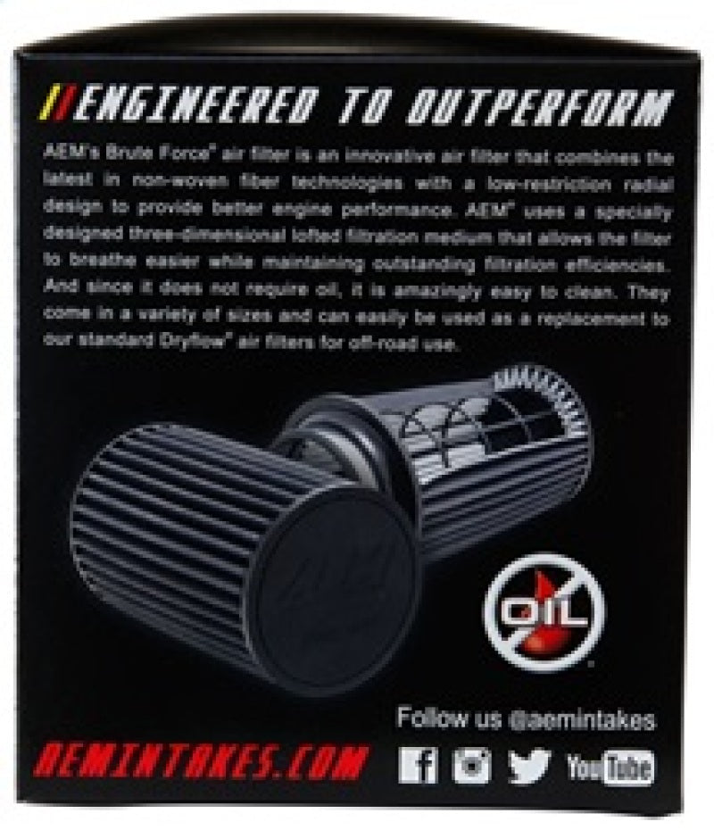 AEM Dryflow Conical Air Filter 6in Base OD x 3.5in Flange ID x 5.25in Height - Performance Car Parts