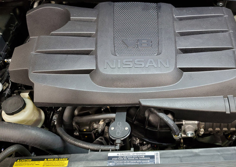 J&amp;L 16-24 Nissan Titan 5.6L Passenger Side Oil Separator 3.0 - Black Anodized -  Shop now at Performance Car Parts