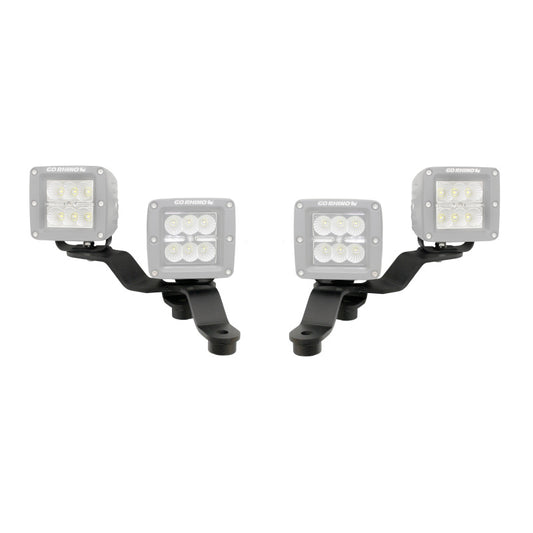 Go Rhino 18-20 Jeep Wrangler JL/JLU/Gladiator JT Light Mount - Two 3in Cubes Offset -  Shop now at Performance Car Parts