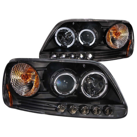 ANZO 1997.5-2003 Ford F-150 Projector Headlights w/ Halo and LED Black 1pc -  Shop now at Performance Car Parts