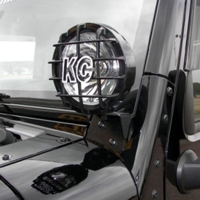 KC HiLiTES 07-18 Jeep JK A-Pillar Windshield Light Mount Bracket Set (Pair) - Black -  Shop now at Performance Car Parts