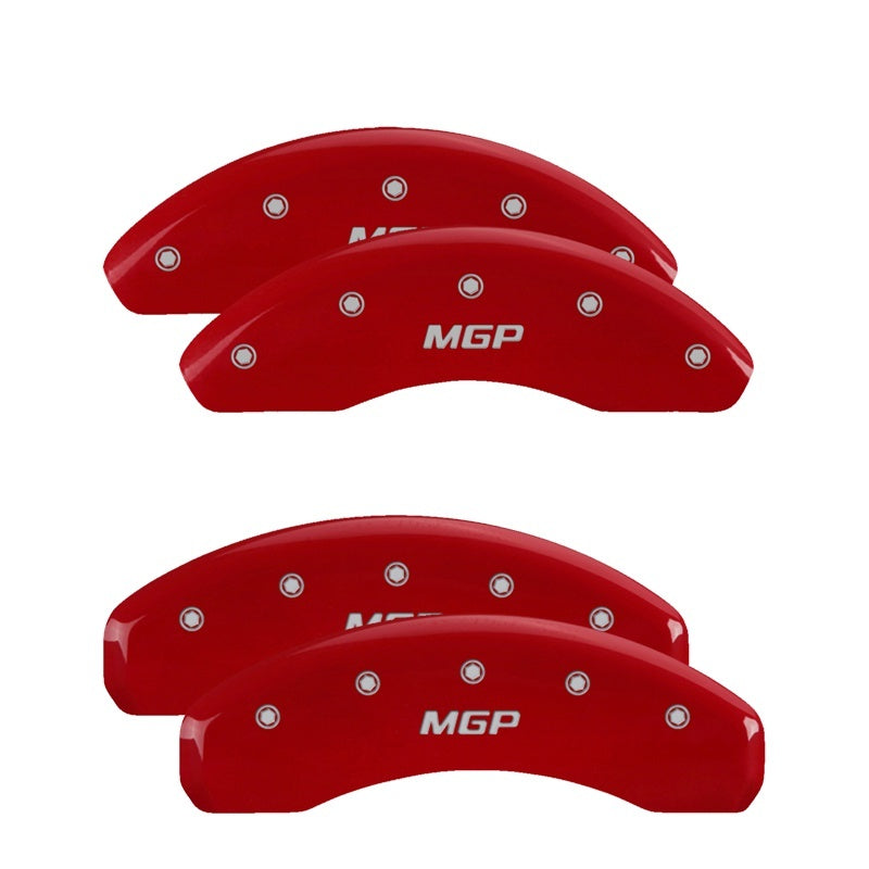 MGP 4 Caliper Covers Engraved Front & Rear No bolts/Sport Red finish silver ch -  Shop now at Performance Car Parts