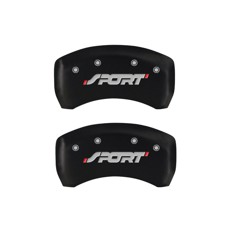 MGP 4 Caliper Covers Engraved Front & Rear SPORT Red finish silver ch -  Shop now at Performance Car Parts