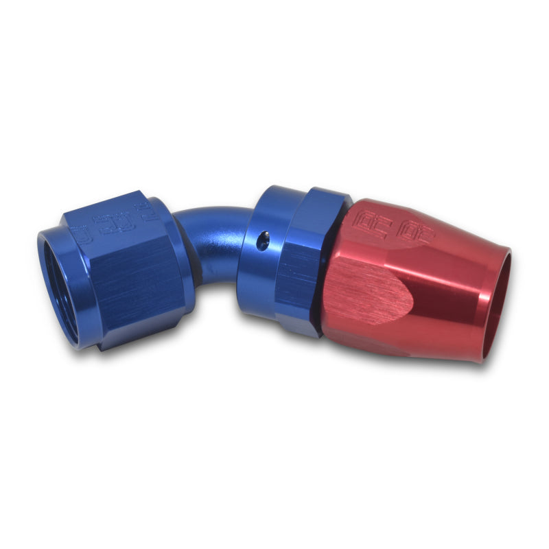 Russell Performance -6 AN Red/Blue 45 Degree Full Flow Hose End -  Shop now at Performance Car Parts