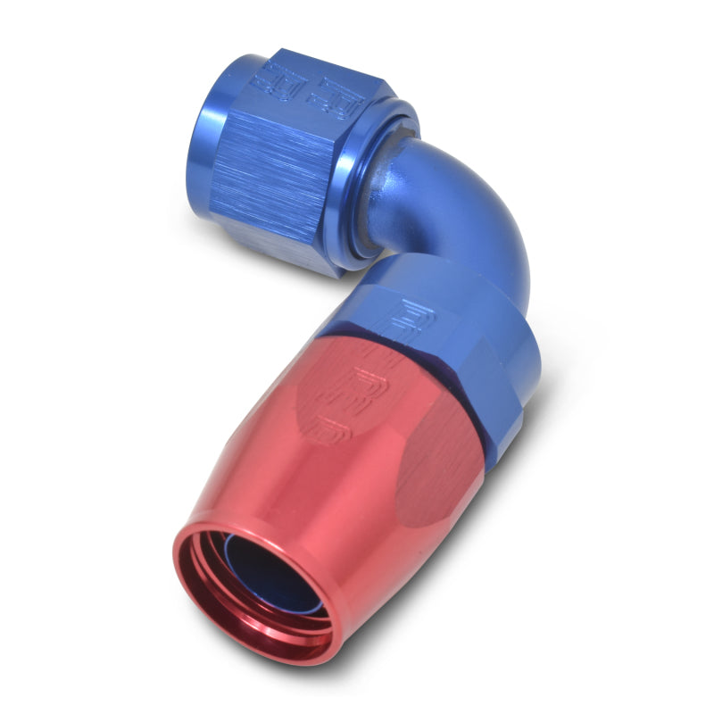 Russell Performance -6 AN Red/Blue 90 Degree Full Flow Hose End -  Shop now at Performance Car Parts