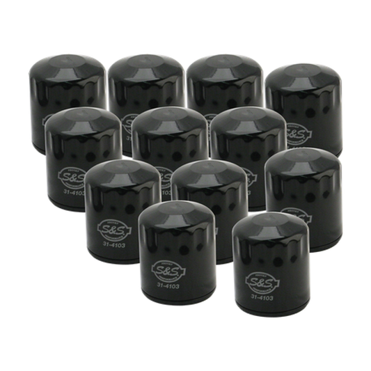 S&S Cycle 99-18 BT/2017+ M8/X-Wedge Black Oil Filter - 12 Pack