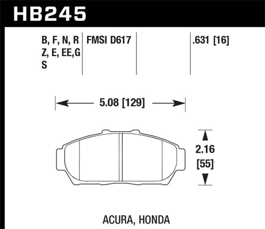 Hawk 1997-2001 Acura Integra GS HPS 5.0 Front Brake Pads