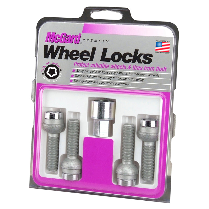 McGard Wheel Lock Bolt Set - 4pk. (Radius Seat) M14X1.5 / 17mm Hex / 26.7mm Shank Length - Chrome -  Shop now at Performance Car Parts