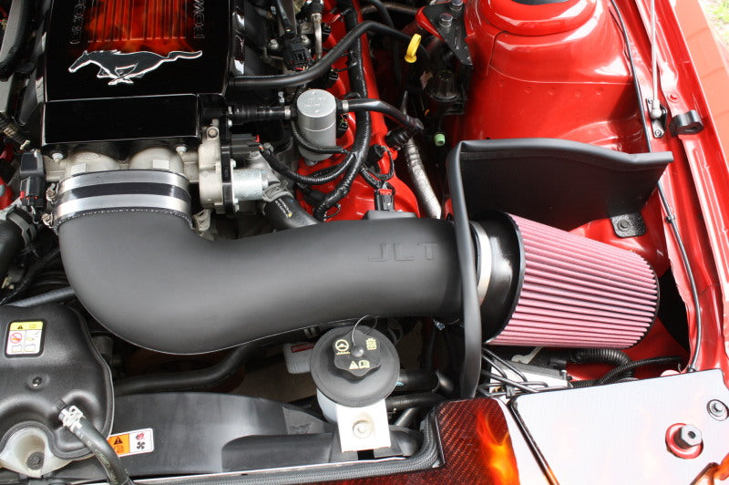 JLT 05-09 Ford Mustang GT Series 3 Black Textured Cold Air Intake Kit w/Red Filter - Tune Req -  Shop now at Performance Car Parts