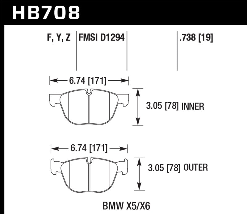 Hawk 07-08 BMW X5 3.0si/4.8i / 09-13 X5 Xdrive / 08-13 X6 Xdrive HPS Front Brake Pads -  Shop now at Performance Car Parts