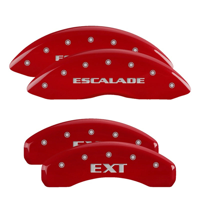 MGP 4 Caliper Covers Engraved Front Cadillac Engraved Rear ATS Red finish silver ch -  Shop now at Performance Car Parts