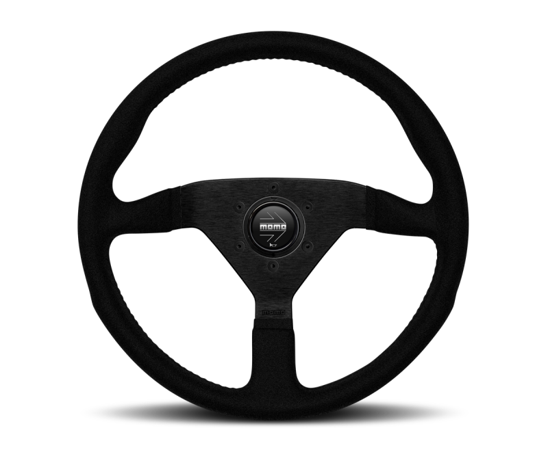 Momo Montecarlo Alcantara Steering Wheel 350 mm - Black/Black Stitch/Black Spokes -  Shop now at Performance Car Parts