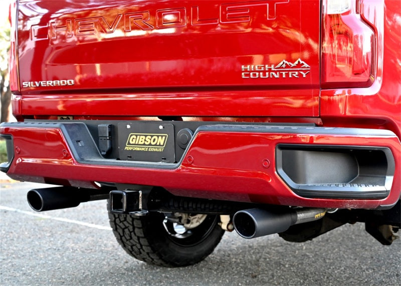 Gibson 20-21 Chevy Silverado 6.6L 2.5in Cat-Back Dual Split Exhaust System Stainless - Black Elite -  Shop now at Performance Car Parts