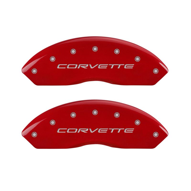 MGP 4 Caliper Covers Engraved Front & Rear C5/Corvette Red finish silver ch -  Shop now at Performance Car Parts