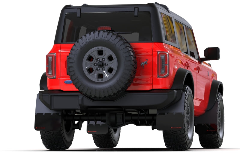 Rally Armor 21-22 Ford Bronco (Steel Bmpr - NO Rptr/Sprt - NO RR/RB) Blk Mud Flap w/Cy Orange Logo -  Shop now at Performance Car Parts