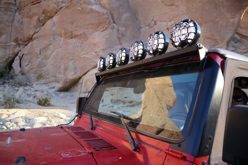 KC HiLiTES 97-06 Jeep TJ 50in. Overhead Xross Bar Kit w/(6) SlimLite LED Lights - Black -  Shop now at Performance Car Parts