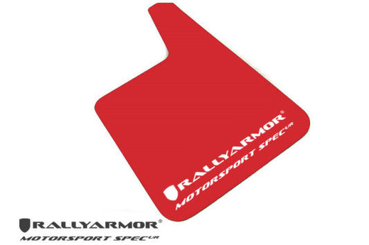 Rally Armor Universal Fit (No Hardware) Motorsport Spec Red UR Mud Flap w/ White Logo