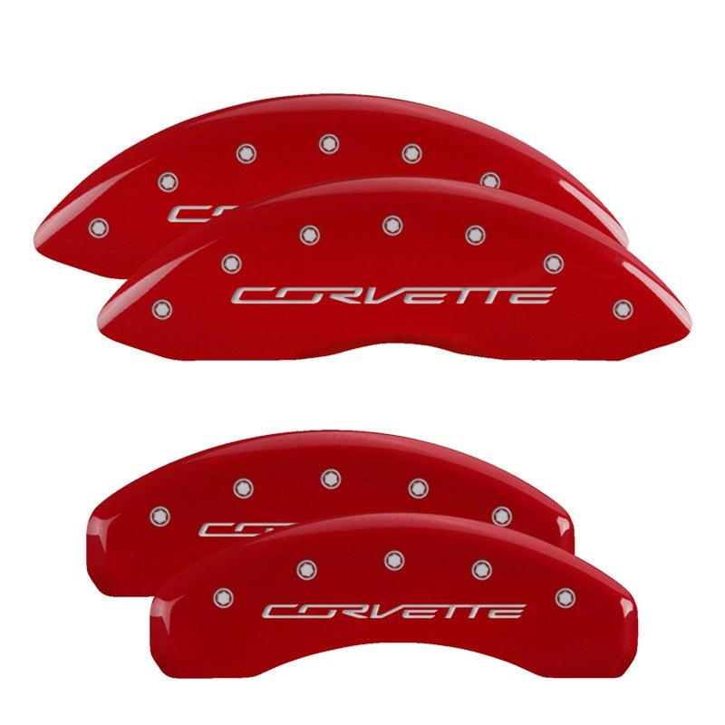 MGP 4 Caliper Covers Engraved Front & Rear C7/Corvette Red finish silver ch -  Shop now at Performance Car Parts