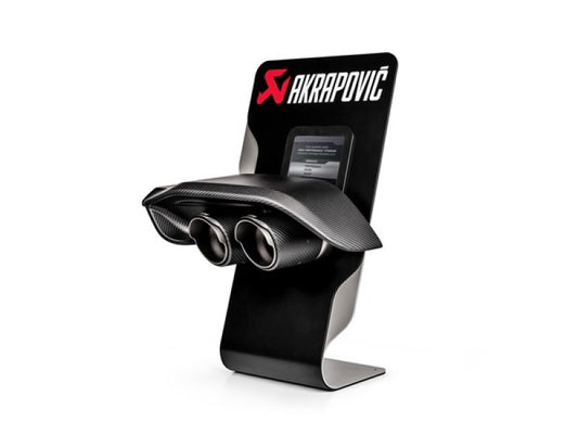 Akrapovic Counter Display with Sample Tail Pipe Set and Carbon Diffuser (High Gloss) -  Shop now at Performance Car Parts