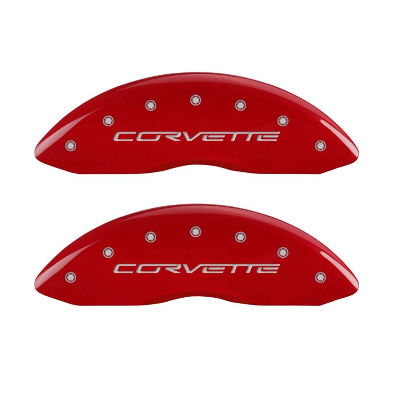 MGP 4 Caliper Covers Engraved Front & Rear C6/Corvette Red finish silver ch -  Shop now at Performance Car Parts