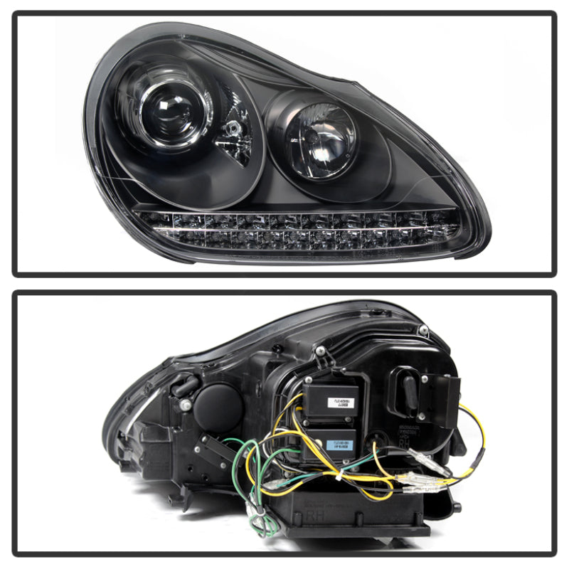 Spyder Porsche Cayenne 03-06 Projector Xenon/HID Model- DRL LED Blk PRO-YD-PCAY03-HID-DRL-BK -  Shop now at Performance Car Parts