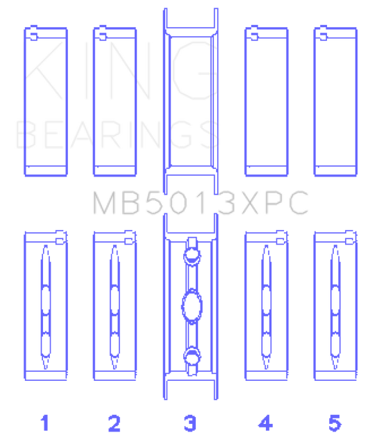 King Chevy LS1 / LS2 / LS6 (Size STD) Performance Main Bearing Set w/ pMaxKote