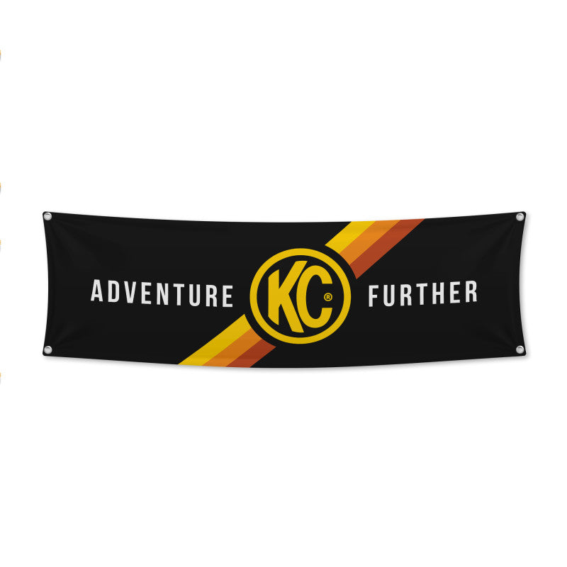 KC HiLiTES 17in. x 60in. Banner - Black w/Yellow -  Shop now at Performance Car Parts