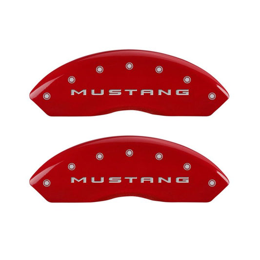 MGP 4 Caliper Covers Engraved Front 2015/Mustang Engraved Rear 2015/37 Red finish silver ch
