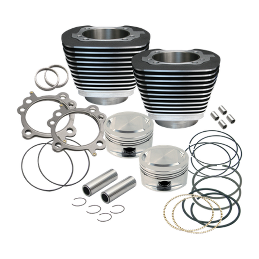 S&S Cycle 99-06 BT Replacement 3-7/8in Bore Cylinder & Piston Kit For S&S 95in Big Bore Kits- Wblack