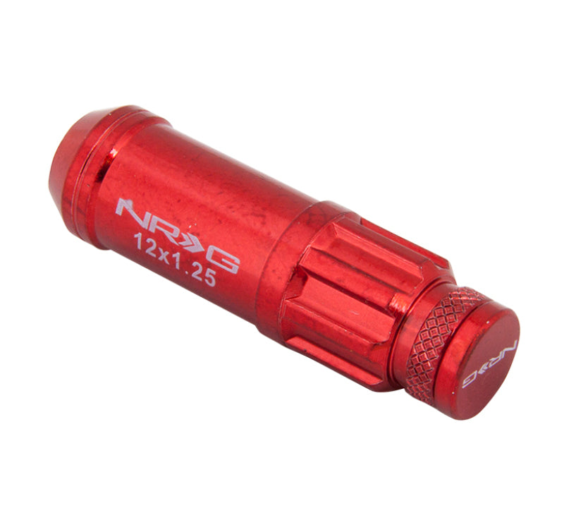 NRG 700 Series M12 X 1.25 Steel Lug Nut w/Dust Cap Cover Set 21 Pc w/Locks & Lock Socket - Red -  Shop now at Performance Car Parts