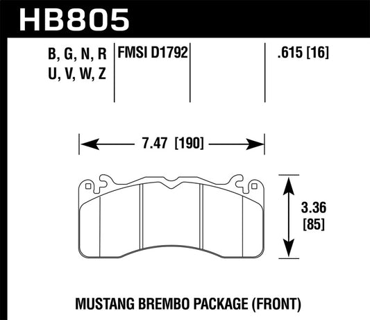 Hawk 15-17 Ford Mustang Brembo Package HP Plus Front Brake Pads