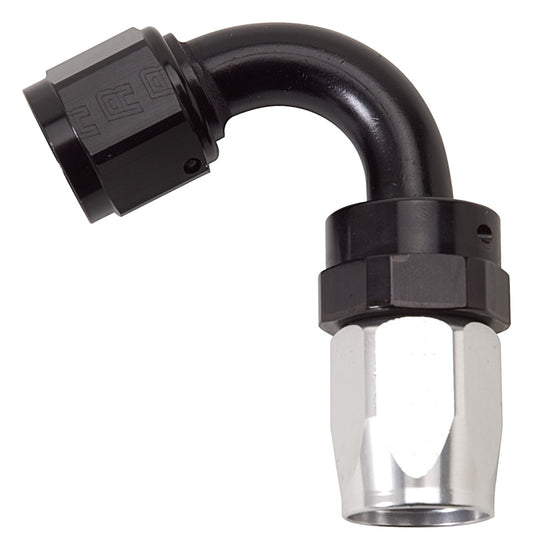 Russell Performance -10 AN Black/Silver 120 Degree Tight Radius Full Flow Swivel Hose End