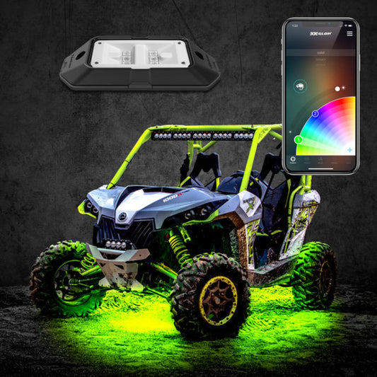 XK Glow Rock Light w/ XKchrome App Controlled Bluetooth Advanced Kit 8pc RGB 6W -  Shop now at Performance Car Parts