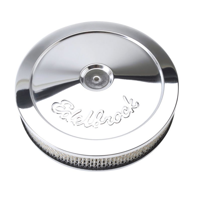Edelbrock Air Cleaner Pro-Flo Series Round Steel Top Paper Element 10In Dia X 3 5In Chrome