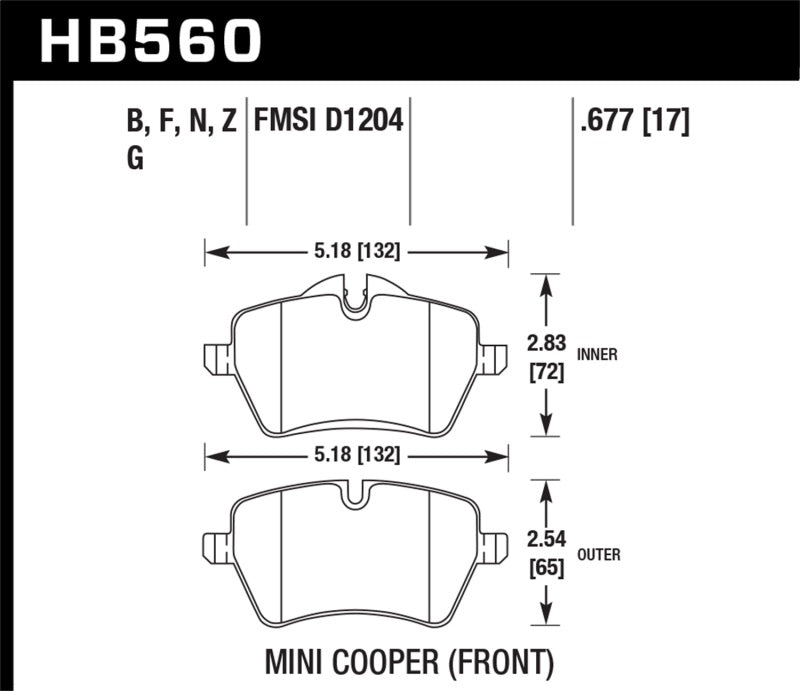Hawk 05-06 JCW R53 Cooper S & 07+ R56 Cooper S Performance Ceramic Street Front Brake Pads -  Shop now at Performance Car Parts