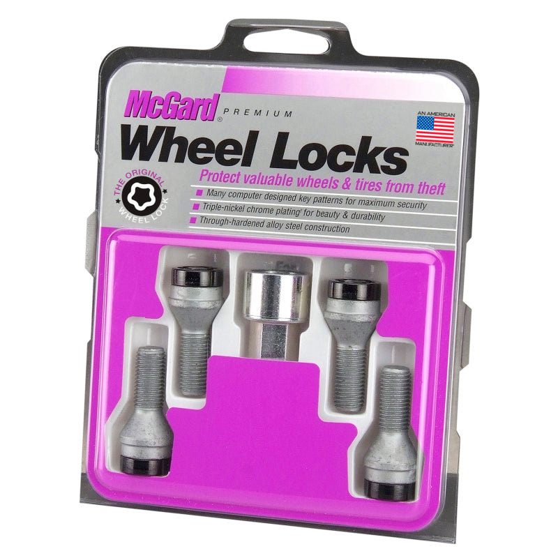 McGard Wheel Lock Bolt Set - 4pk. (Cone Seat) M14X1.25 / 17mm Hex / 27.3mm Shank Length - Black -  Shop now at Performance Car Parts