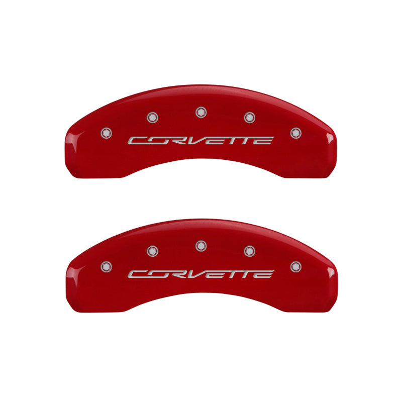 MGP 4 Caliper Covers Engraved Front & Rear C7/Corvette Red finish silver ch -  Shop now at Performance Car Parts