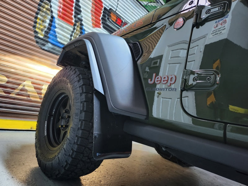 Rally Armor 19-23 Jeep JT Gladiator Mojave/Rubicon Black Mud Flap w/ Metallic Black Logo -  Shop now at Performance Car Parts