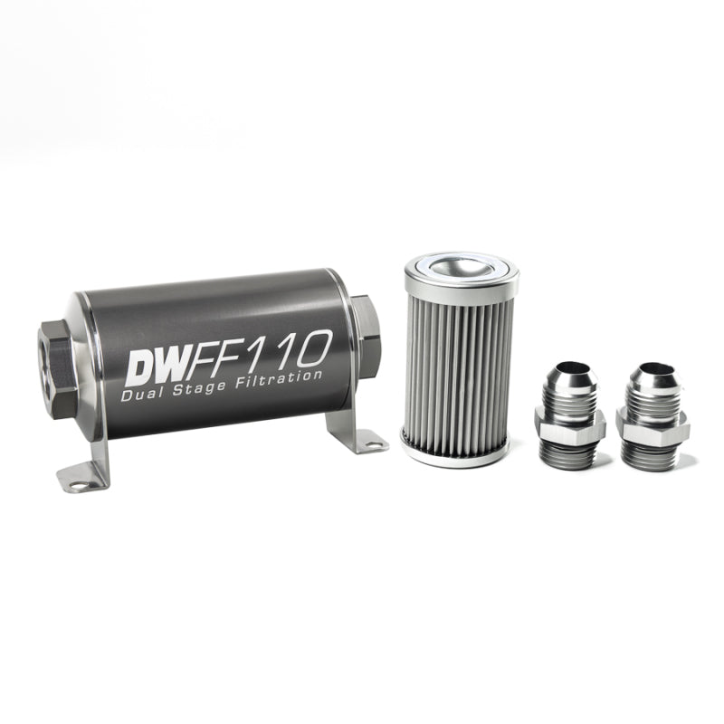 DeatschWerks Stainless Steel 10AN 10 Micron Universal Inline Fuel Filter Housing Kit (110mm) -  Shop now at Performance Car Parts