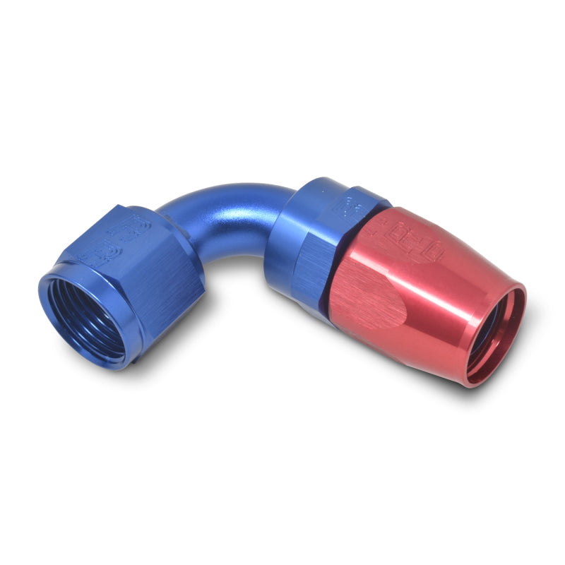 Russell Performance -6 AN Red/Blue 90 Degree Full Flow Hose End -  Shop now at Performance Car Parts