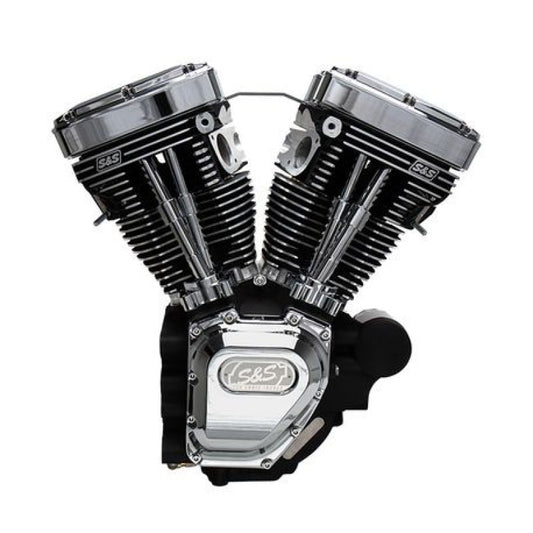 S&S Cycle 07-16 Touring Models T124 T-Series Long Block High Compression Engine - Wrinkle Black