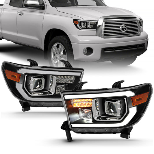 ANZO 2007-2014 Toyota Tundra Projector Light Bar H.L Black Amber(Led High Beam) (Halogen Version) - Performance Car Parts