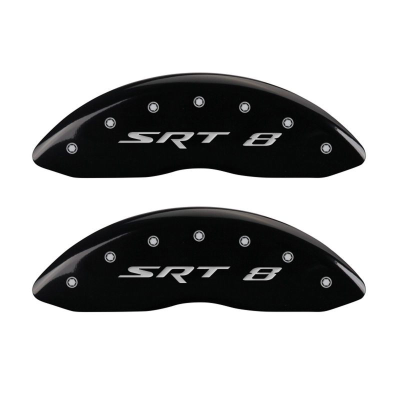 MGP 4 Caliper Covers Engraved Front & Rear SRT8 Black finish silver ch -  Shop now at Performance Car Parts
