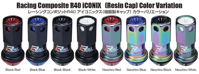 Project Kics 16+4 Locks Neocro R40 Iconix W/ Plastic Cap (Black) - 12X1.25 -  Shop now at Performance Car Parts