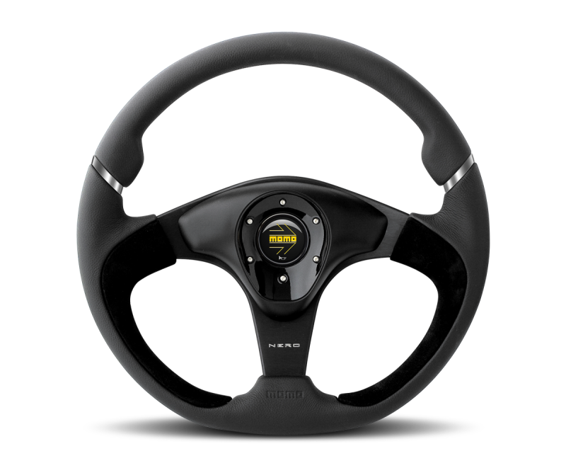 Momo Nero Steering Wheel 350 mm - Black Leather/Suede/Black Spokes -  Shop now at Performance Car Parts
