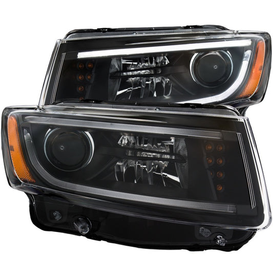 ANZO 2014-2015 Jeep Grand Cherokee Projector Headlights w/ Plank Style Design Black - Performance Car Parts
