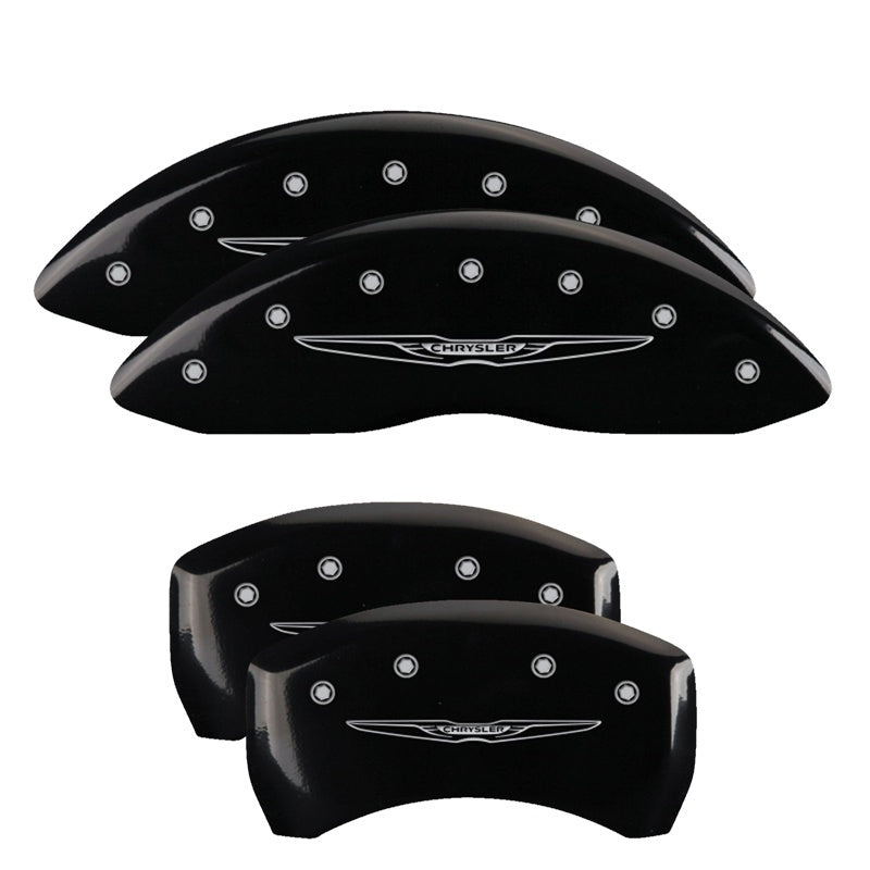 MGP 4 Caliper Covers Engraved Front & Rear Style 2/Chrysler Wing Black finish silver ch -  Shop now at Performance Car Parts