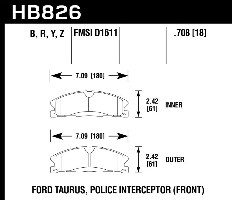 Hawk 13-16 Ford Taurus SHO / 13-16 Lincoln MKS Performance Ceramic Street Front Brake Pads -  Shop now at Performance Car Parts