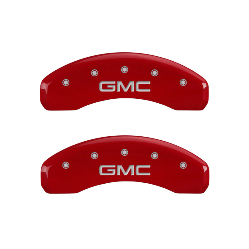 MGP 4 Caliper Covers Engraved Front & Rear GMC Red finish silver ch